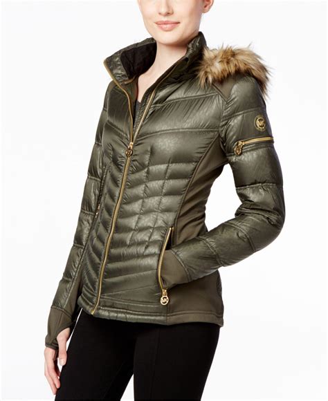 michael kors green puffer coat